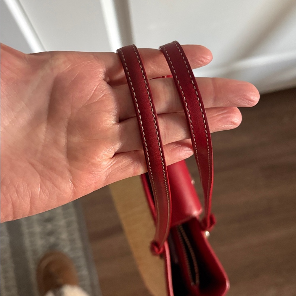 Coach Straw Tote with Red Leather Trim - Picture 9 of 9
